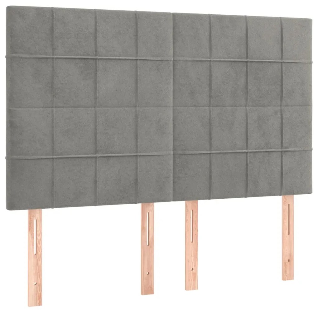 Estrutura de cama sem colchão 140x200 cm veludo cinzento-claro
