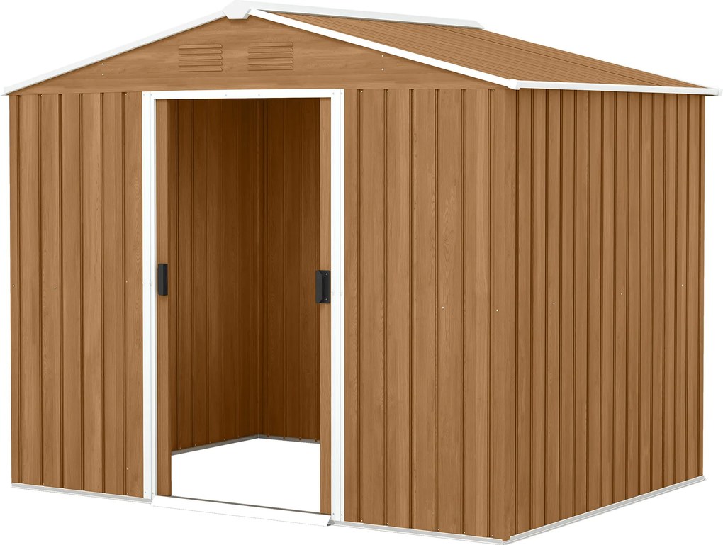 Abrigo de Jardim, 236 x 171 x 191 cm, Portas de Correr com Fechadura, Castanho Escuro