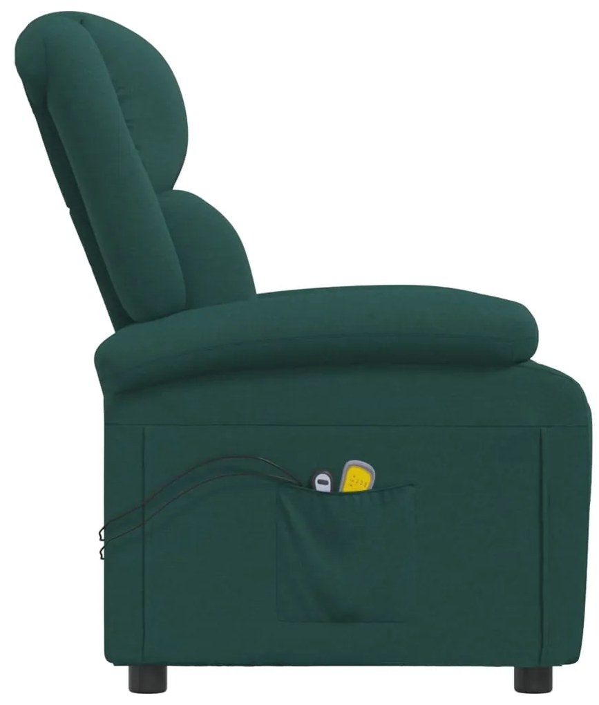 Poltrona de massagens elétrica tecido verde-escuro