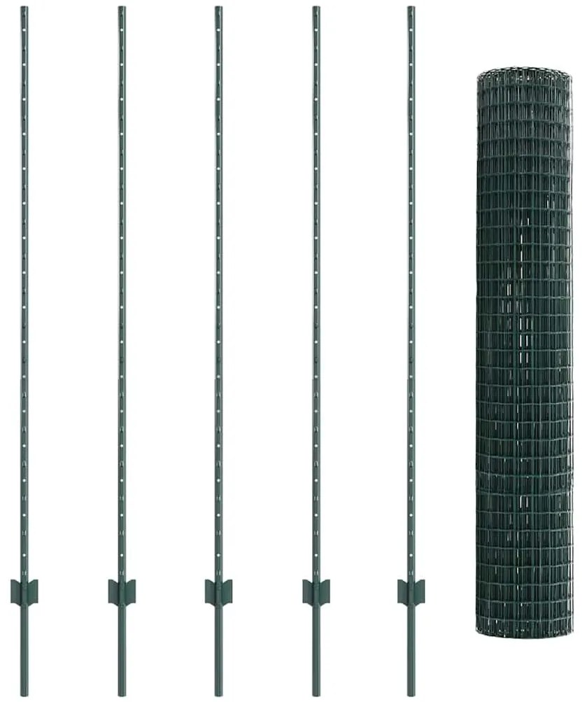 Conjunto de Cerca de Jardim Conjunto de 2 Verde Aço Revestido a Pó