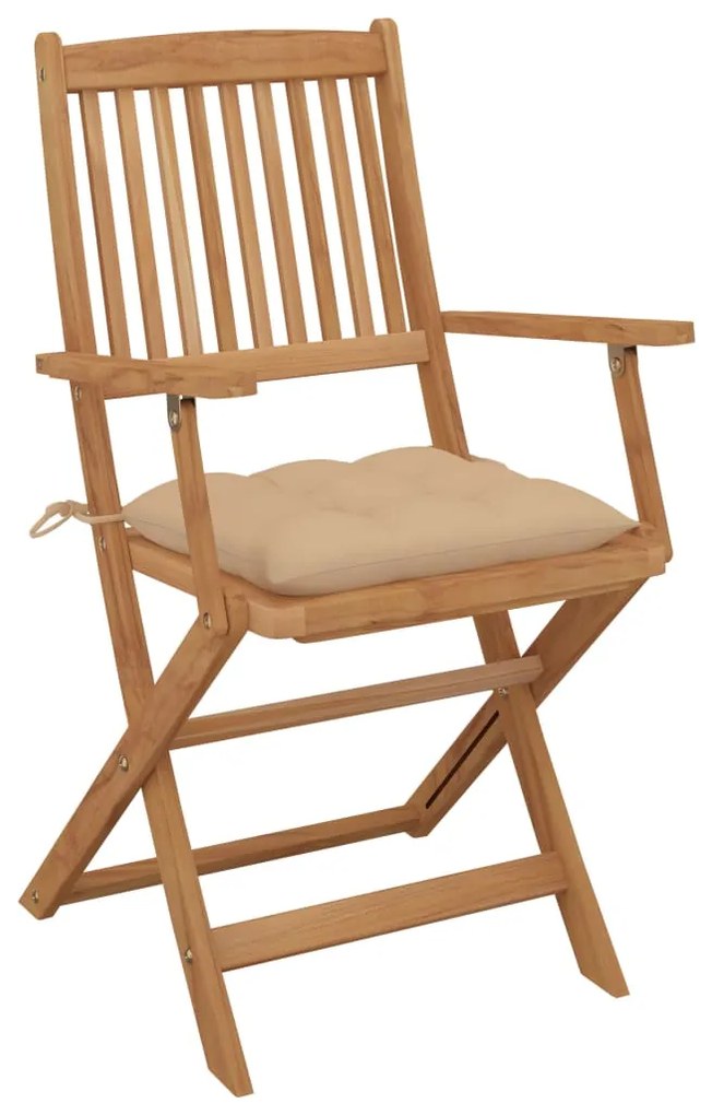 Cadeiras de jardim dobráveis c/ almofadões 4 pcs acácia maciça