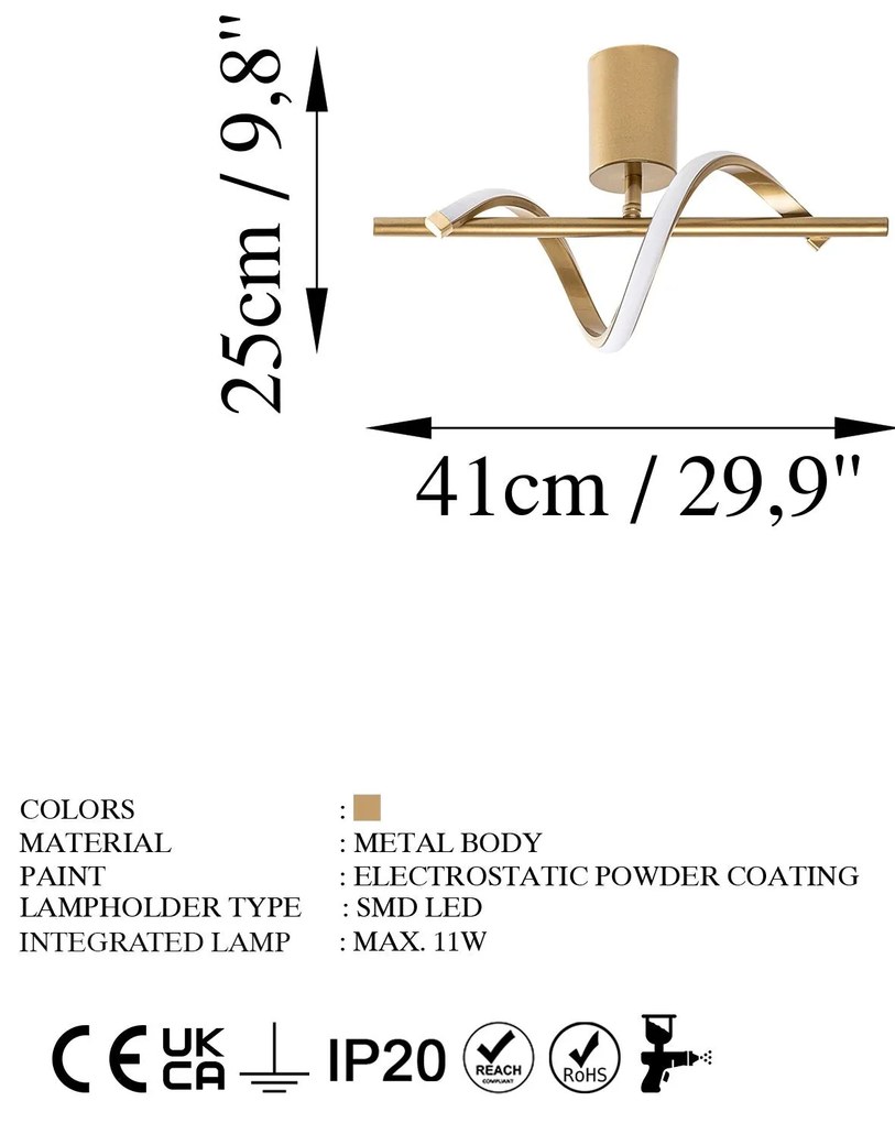 Chandelier Likma – Ouro – 41x16x25 cm