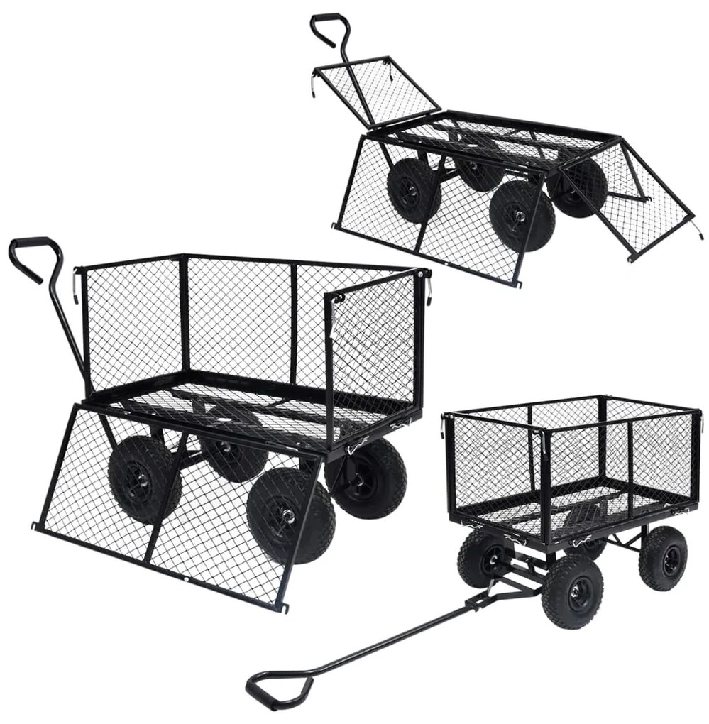 Carrinho de mão para jardim 350 kg preto