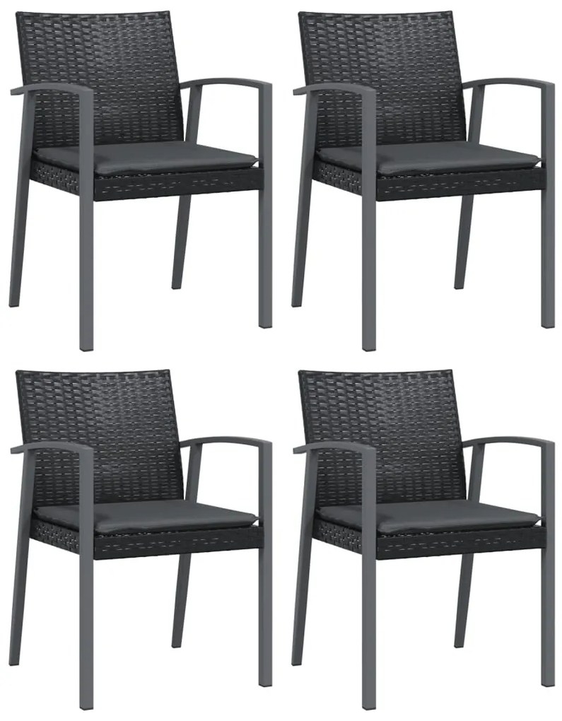 5 pcs conjunto de jantar p/ jardim c/ almofadões vime PE e aço
