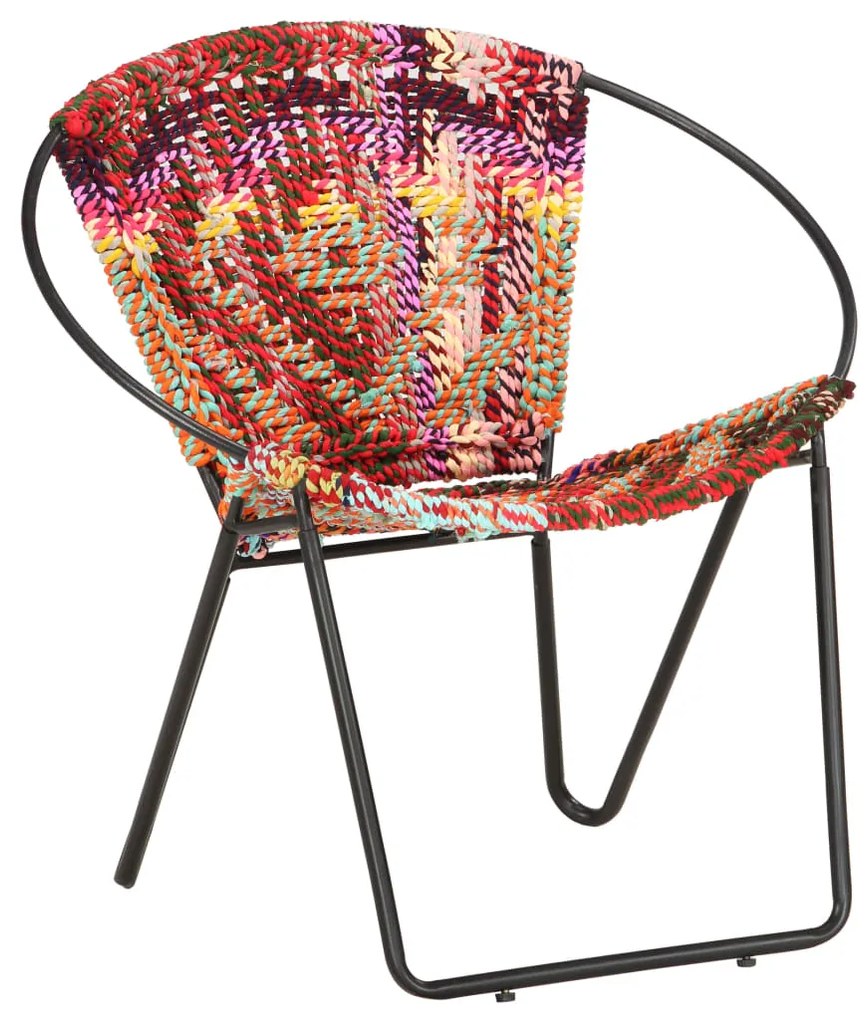 Cadeira circular em tecido chenille multicolorido