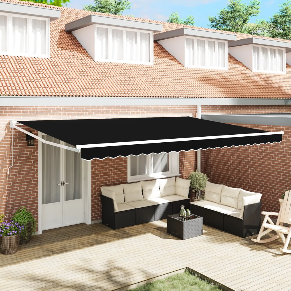 Toldo Retrátil Manual vidaXL Preto 500x300 cm