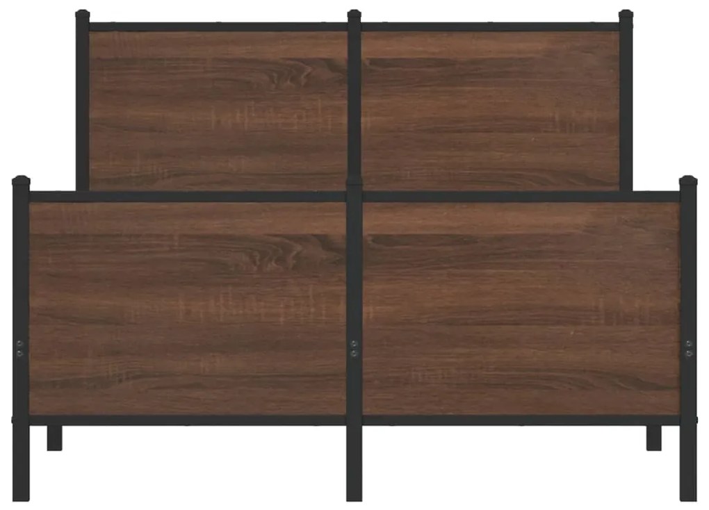 Estrutura de cama sem colchão 137x190cm metal carvalho castanho