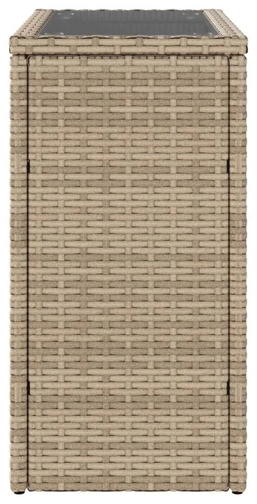 Mesa de apoio jardim c/ tampo vidro 58x27,5x55 cm vime PE bege
