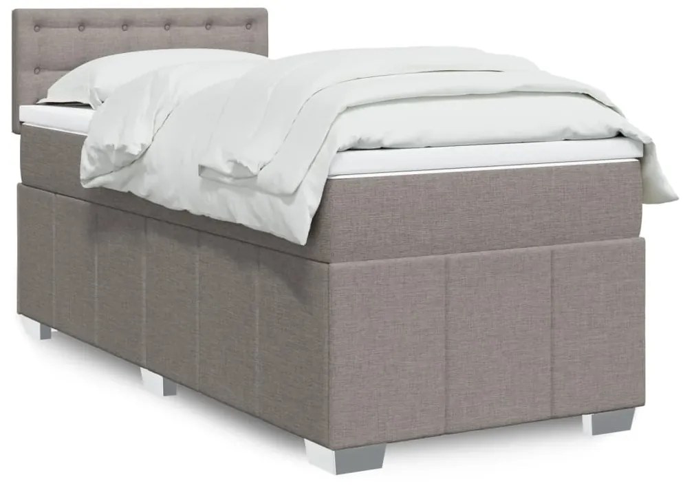Cama com molas/colchão 90x190 cm tecido castanho-acinzentado