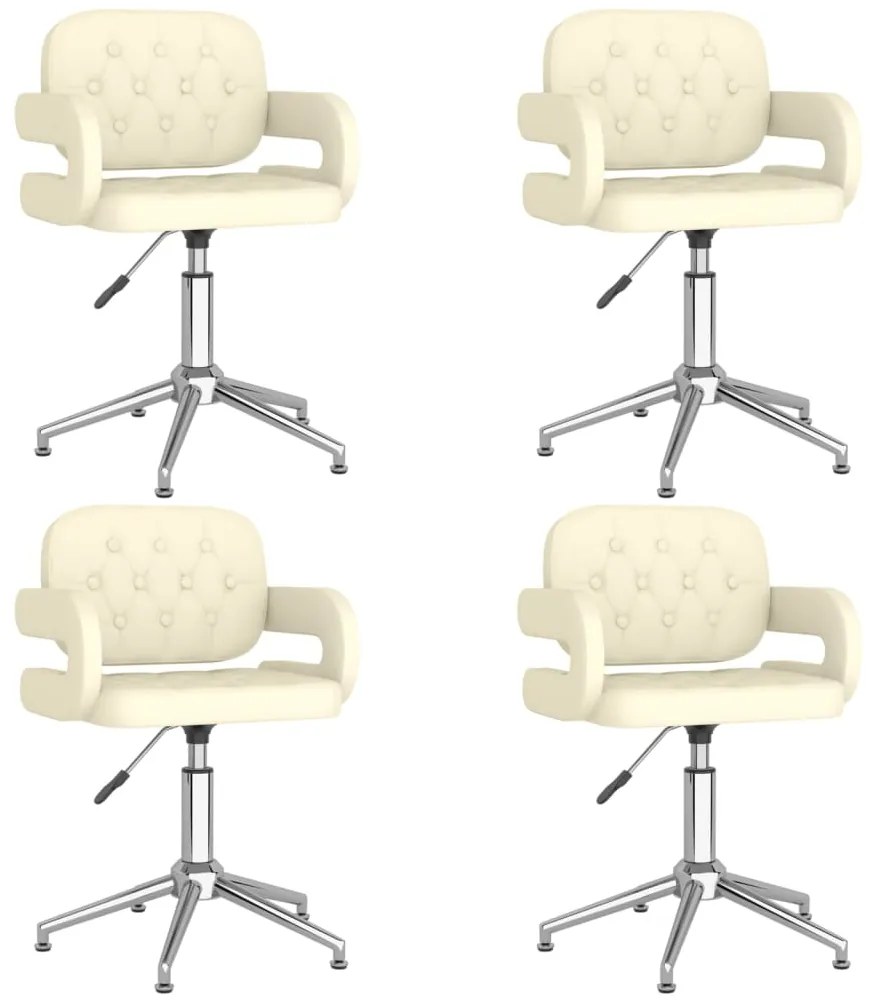 vidaXL Cadeiras de jantar giratórias 4 pcs couro art. creme