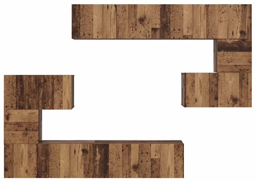 Conjunto de móvel de TV 8 pcs Madeira antiga 80 x 30 x 30 cm