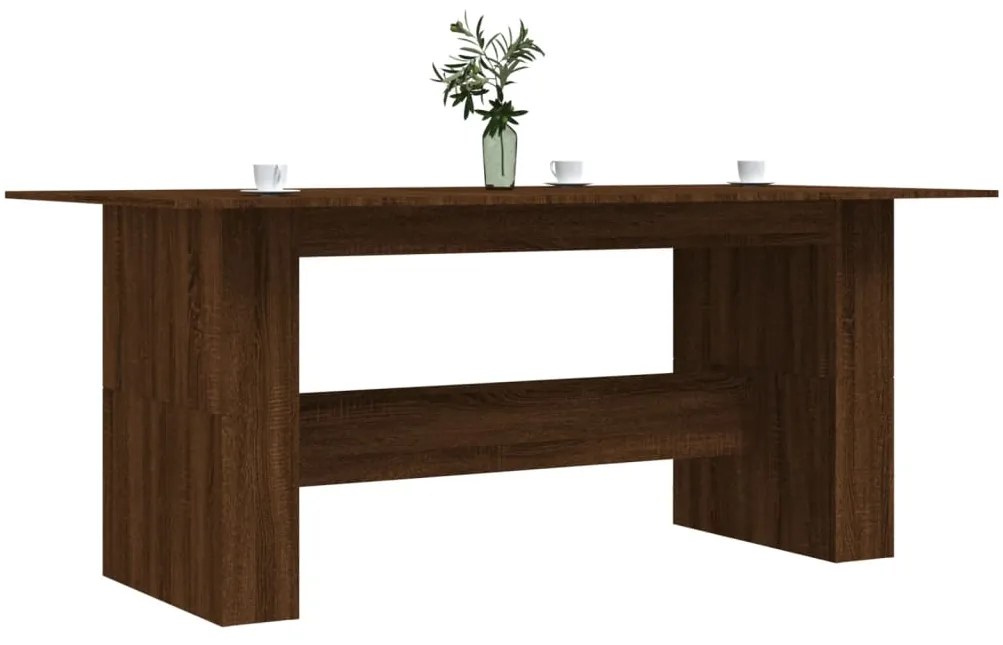 Mesa jantar 180x90x76 cm derivados de madeira carvalho castanho