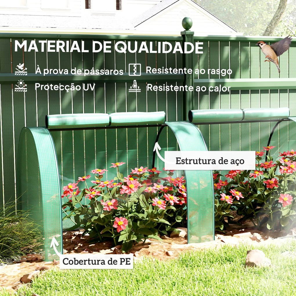 Estufa para Jardim Estufa Pequena para Cultivo de Plantas com 4 Janelas 395x100x80 cm Verde