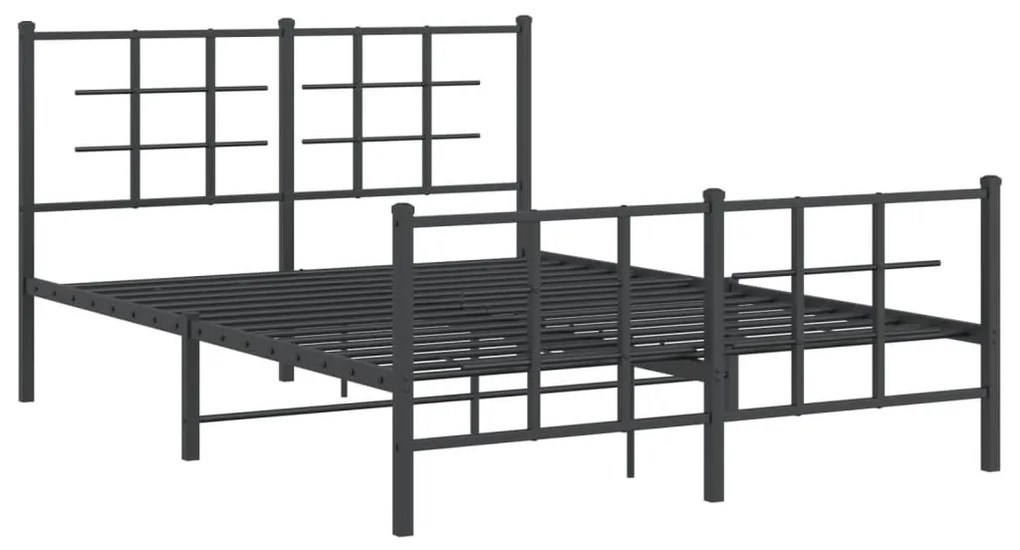 Estrutura de cama com cabeceira e pés 140x190 cm metal preto
