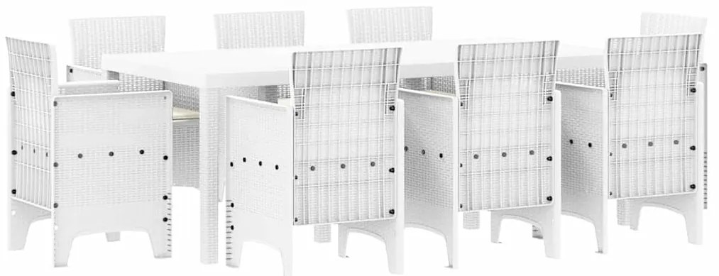 Conjunto de Jantar para Jardim 9 pcs Branco