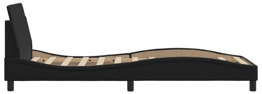 Estrutura de cama c/ cabeceira couro artificial 80x200 cm preto
