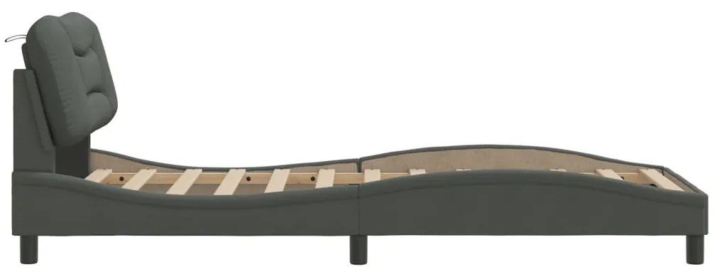 Estrutura de cama sem colchão 90x200 cm tecido cinzento-escuro