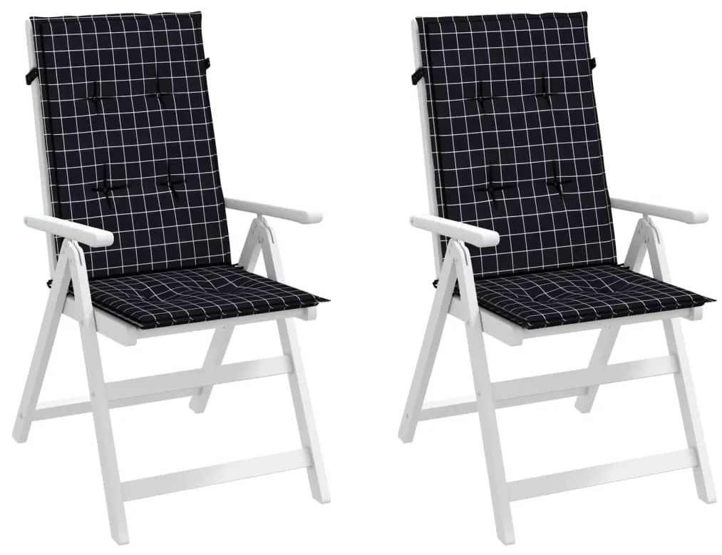 Almofadões cadeira encosto alto 2 pcs tecido xadrez preto