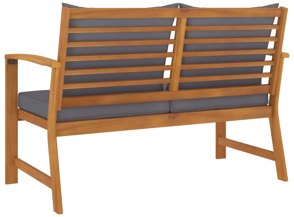 Banco jardim 120 cm c/ almofadão cinzento-escuro acácia maciça