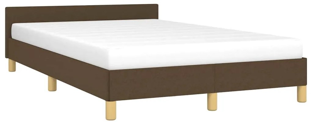 Estrutura de cama sem colchão 120x200 cm tecido castanho-escuro