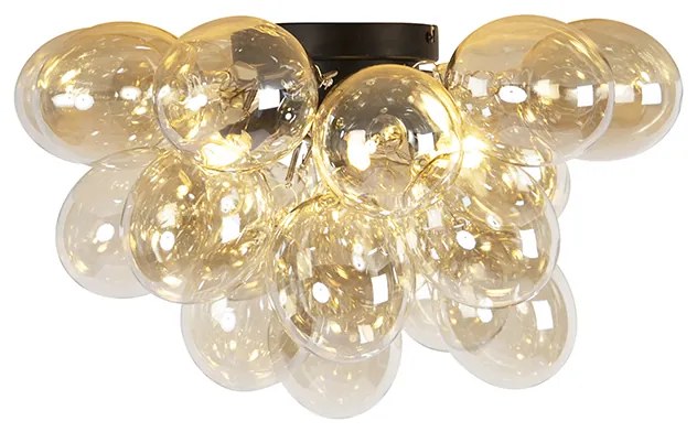 Plafon inteligente preto com vidro âmbar 6 luzes incluindo Zigbee G9 - Uvas