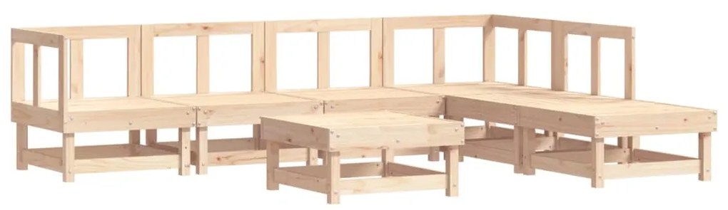 7 pcs conjunto lounge jardim c/ almofadões madeira maciça