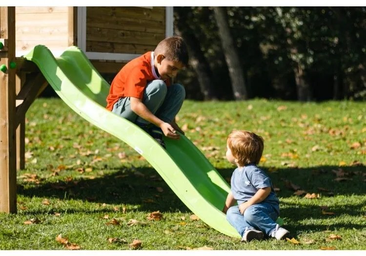 Casa de brincar para crianças Com escorrega 200 x 3,15 cm x 2,58 cm de madeira em painéis FLAM elevada 90 Rosa