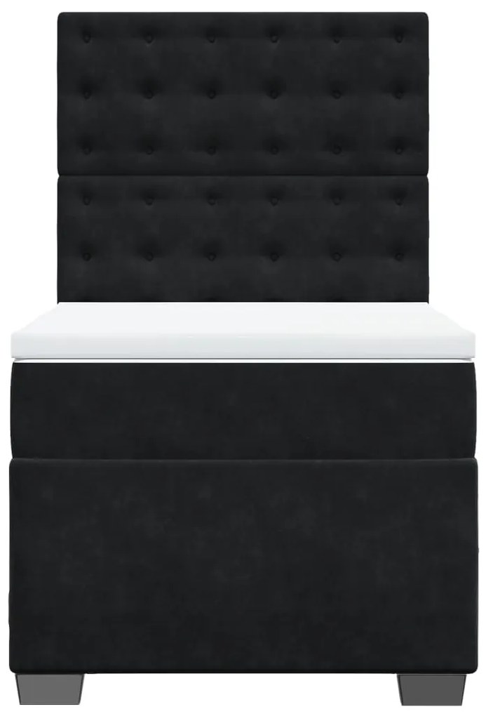 Cama com molas/colchão 100x200 cm veludo preto
