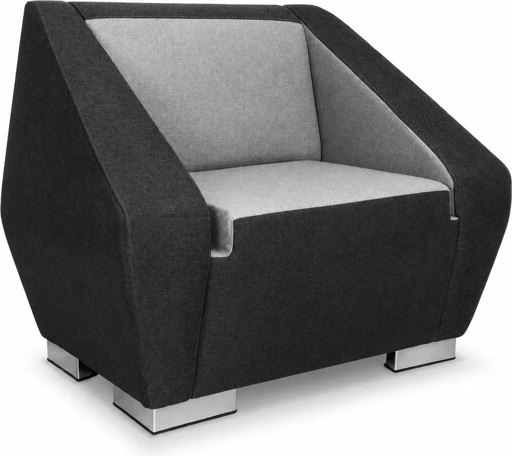 Sofá Individual Mirror Riva Cinza em Tecido com Pernas Cromadas 96x74x78 cm