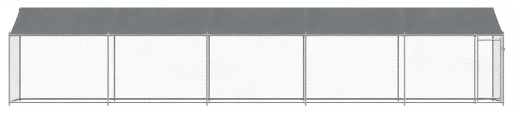 Jaula para cão com telhado/porta 10x2x2m aço galvanizado cinza
