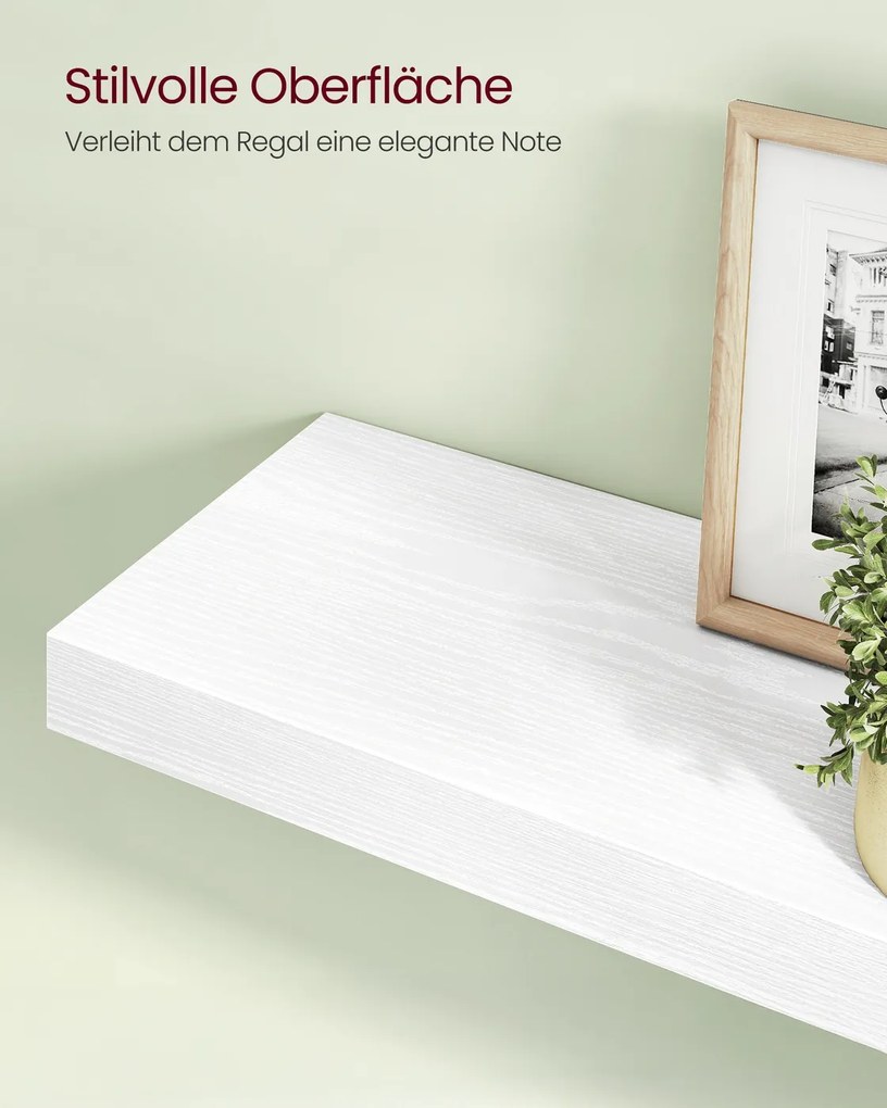 Prateleira de parede suspensa 20 x 60 x 3,8 cm em branco