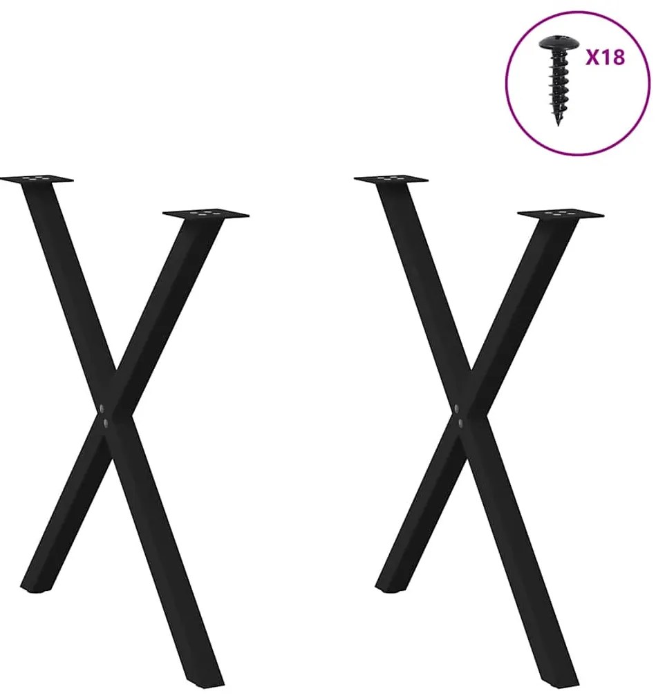 Pés de mesa de jantar em formato de X, 2 peças, preto, 80x (72-73) cm,