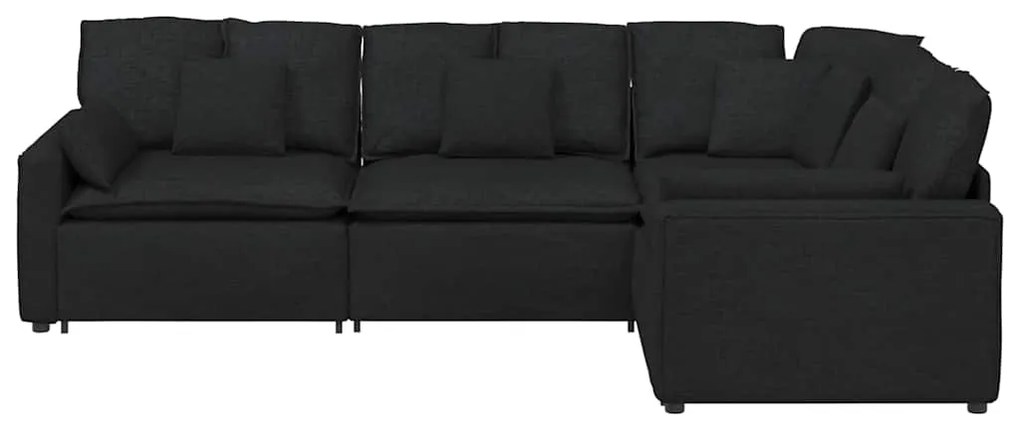 Sofá modular com almofadas tecido preto
