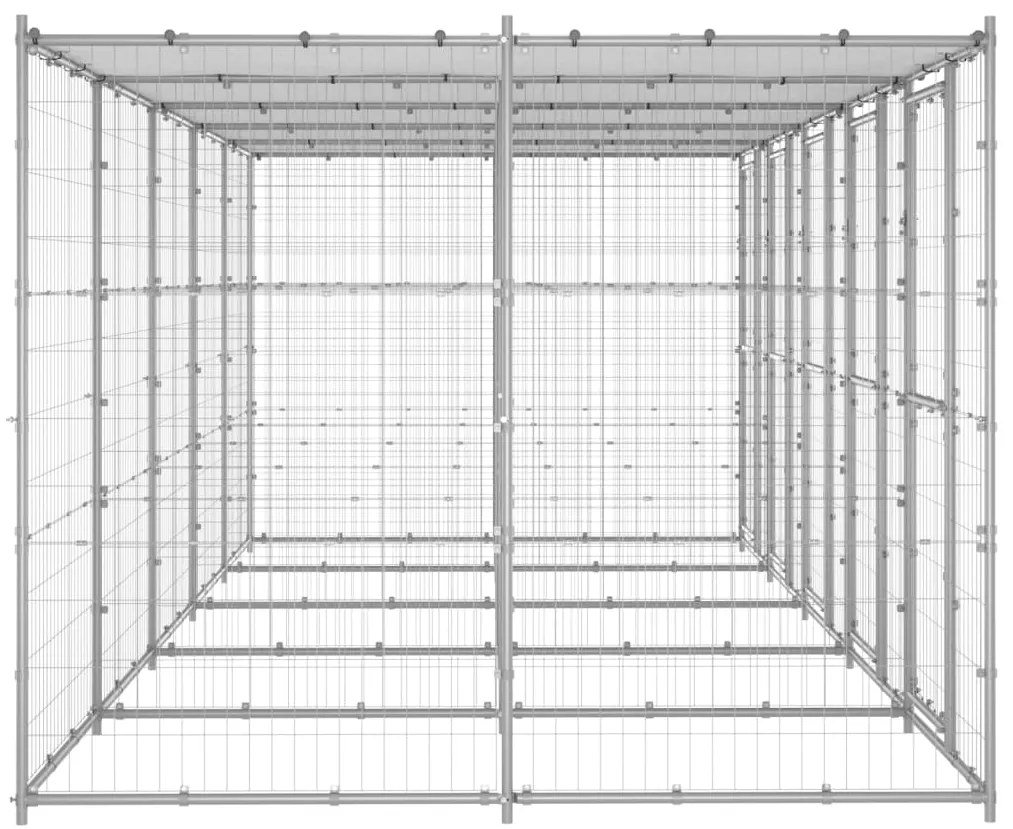 Canil de exterior com telhado 12,1 m² aço galvanizado