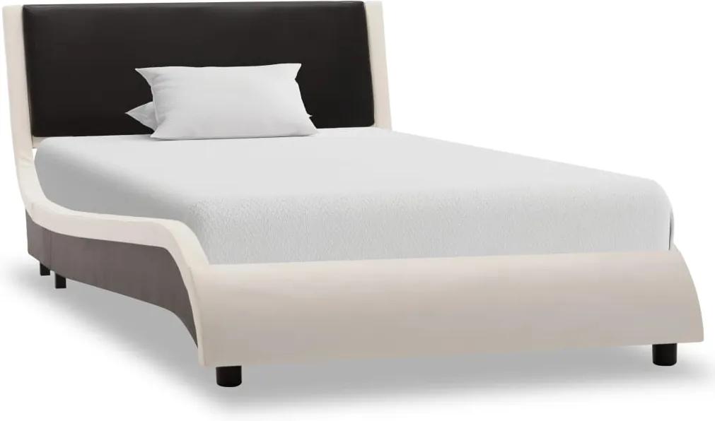 Estrutura de cama 90x200 cm couro artificial preto e branco