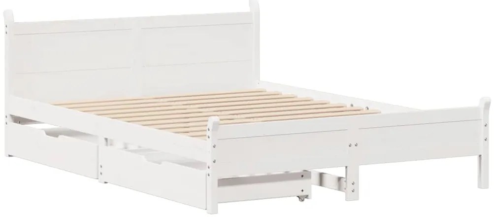 Cama sem colchão 140x190 cm madeira de pinho maciça branco