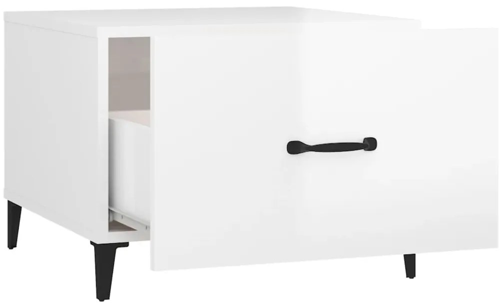 Mesa de centro com pernas de metal 50x50x40 cm branco brilhante