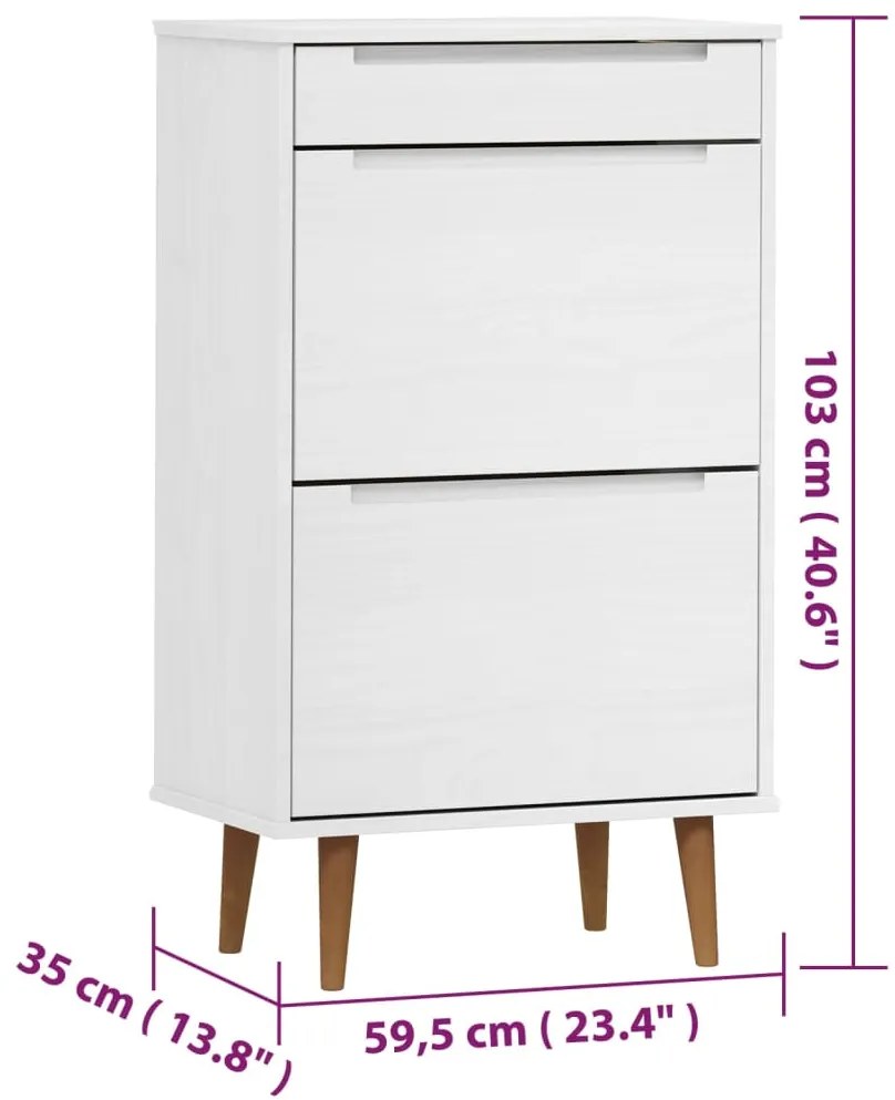 Sapateira MOLDE 59,5x35x103 cm pinho maciço branco