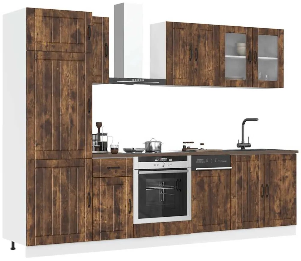 vidaXL 8 peças armário de cozinha conjunto Kalmar carvalho fumado