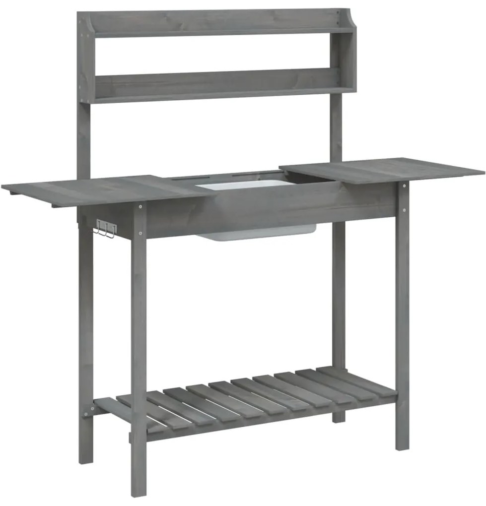 Mesa de cultivo com pia 147,5x44x139,5 cm abeto maciço cinzento