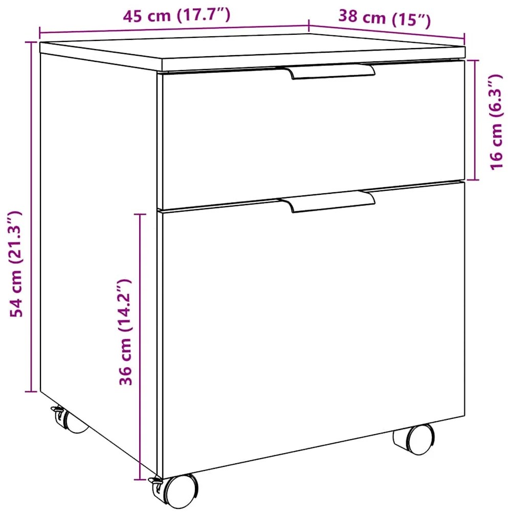 Arquivador móvel 45x38x54 cm derivados madeira madeira velha