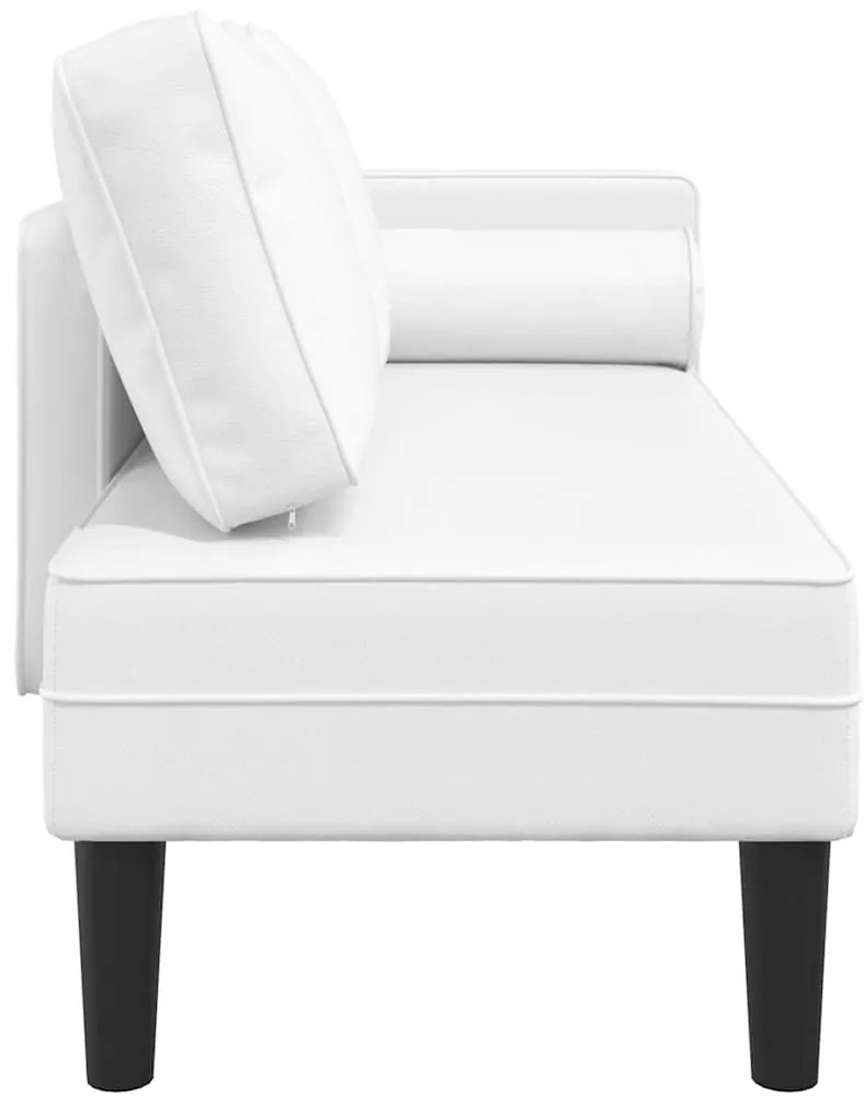 Chaise longue com almofadões couro artificial branco