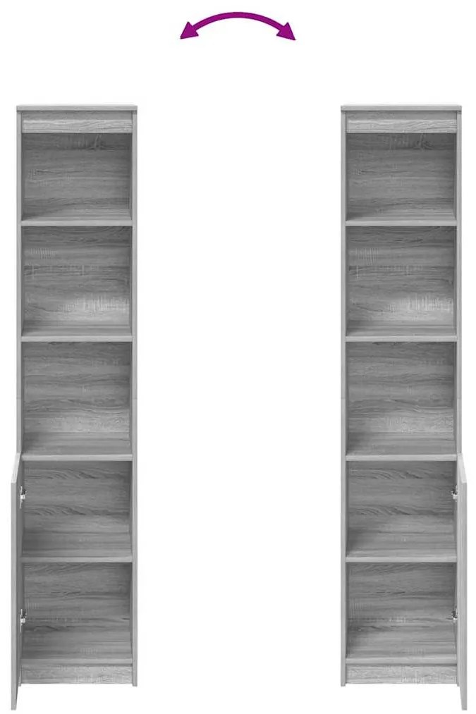 Aparador alto 37,5x35x180 cm derivados madeira sonoma cinzento