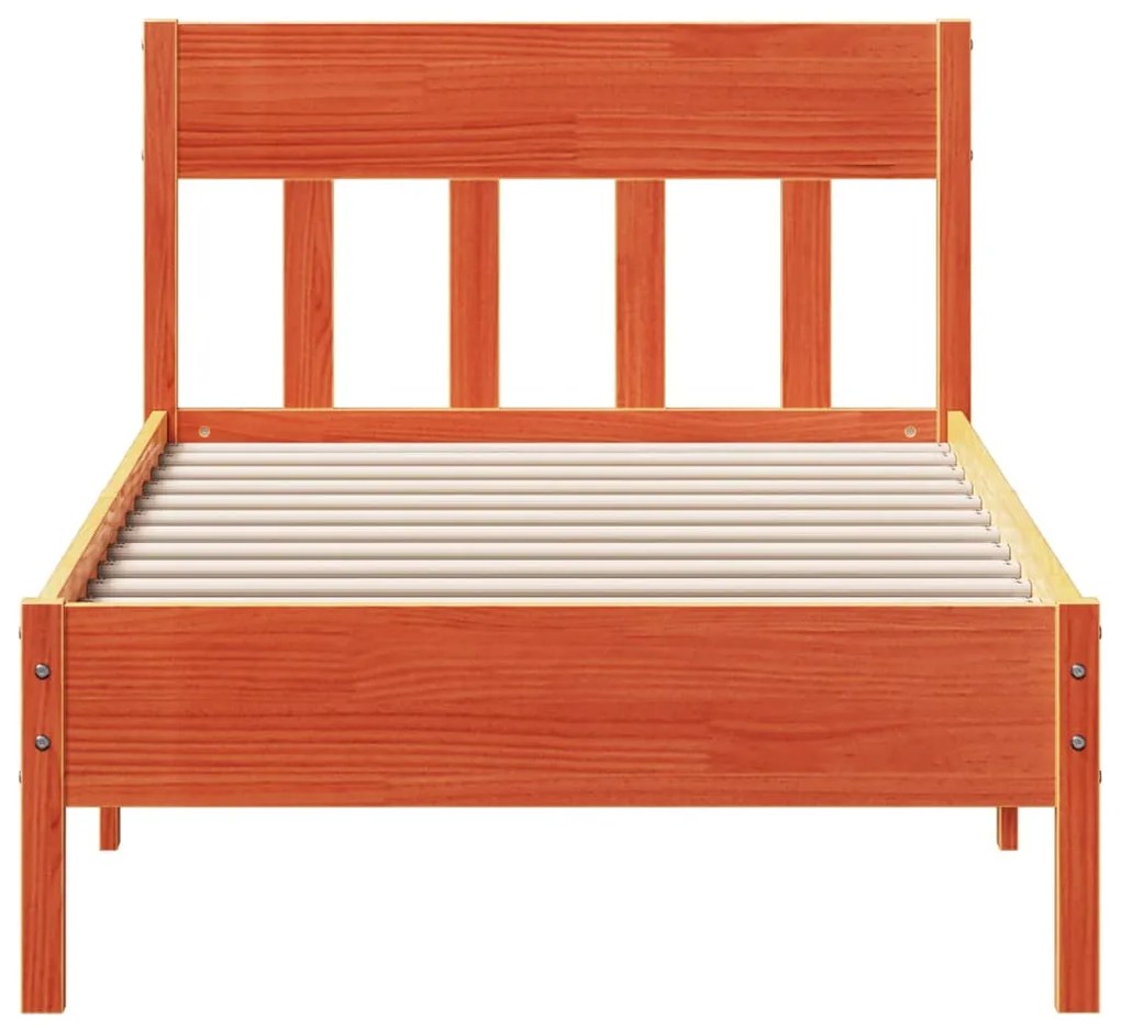Cama sem colchão 90x190 cm madeira de pinho maciça castanho-mel