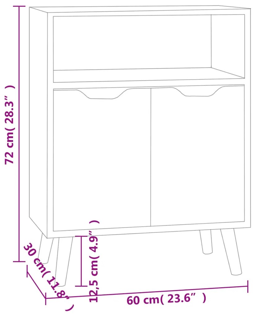 Aparador 60x30x72 cm derivados de madeira cinza cimento