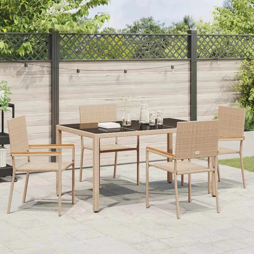 Conjunto de Jantar de Jardim vidaXL 5 Peças Bege em Rattan
