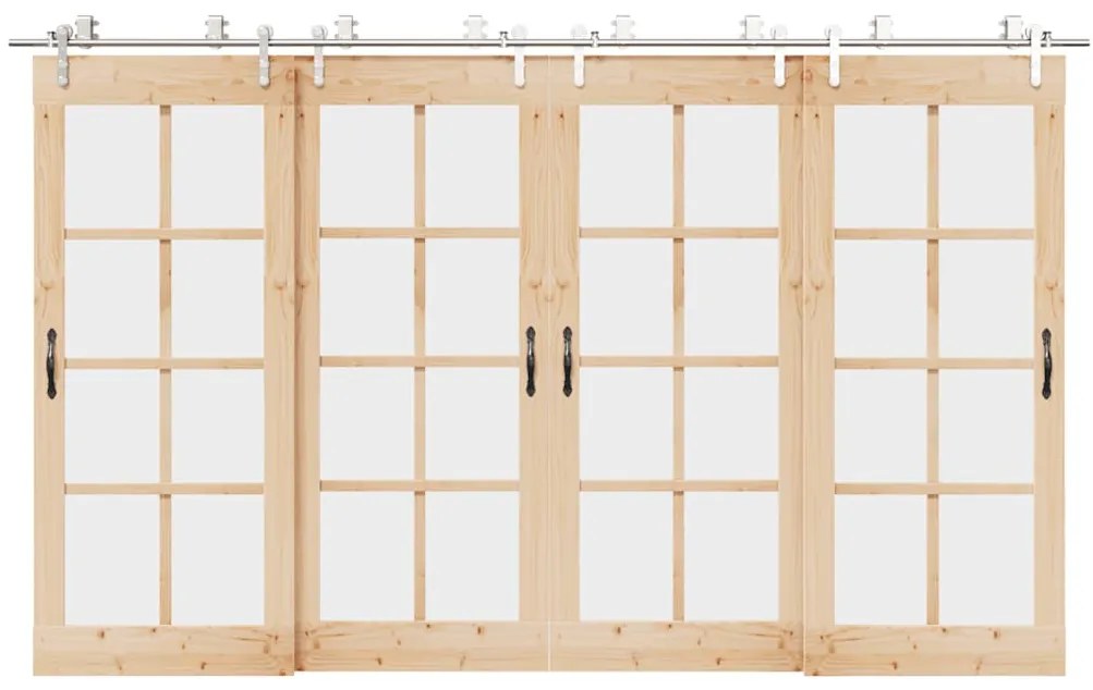 Kit ferragens p/ porta deslizante 366cm aço inoxidável prateado