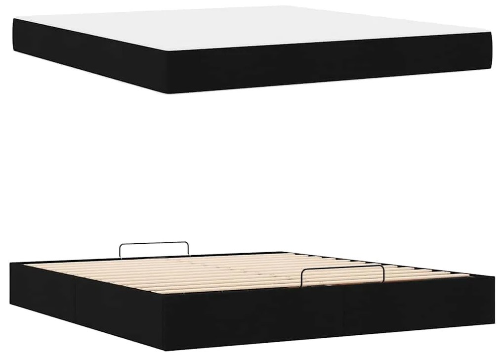 Estrutura da Cama Outros com armazenamento Preto 180 x 200 cm tecido