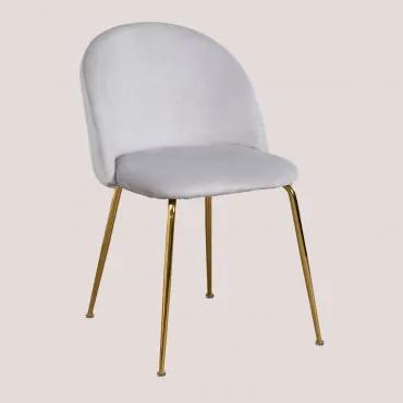 Cadeira de Jantar em Veludo Kana Design Cinza Pérola & Dourado - Sklum