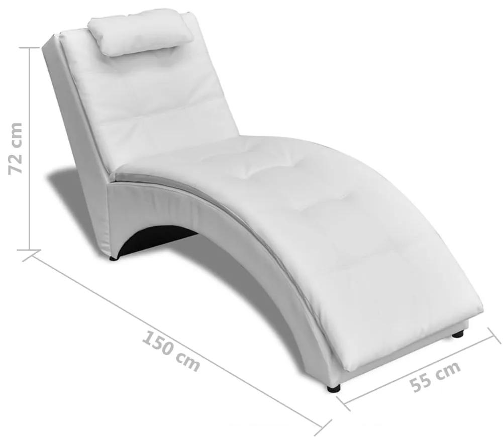 Chaise longue com almofada couro artificial branco
